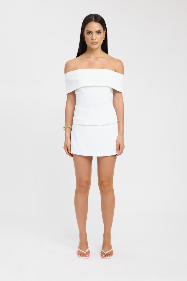 front Oyster Off Shoulder Top Kookai Fitted Straight Sleeveless Womens-Blouse 