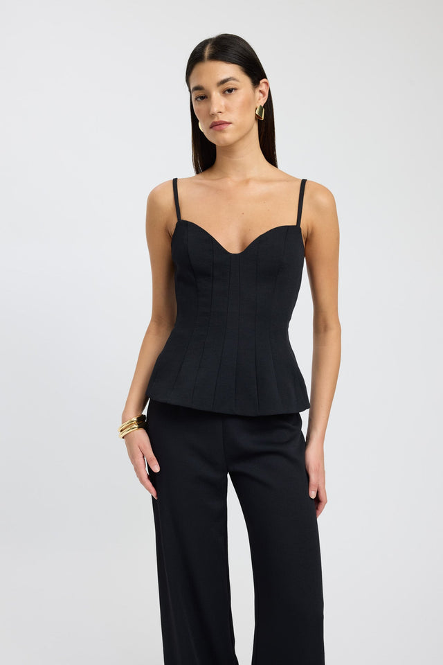 front Oyster Seam Top Kookai Fitted Sweetheart Sleeveless Womens-Blouse 