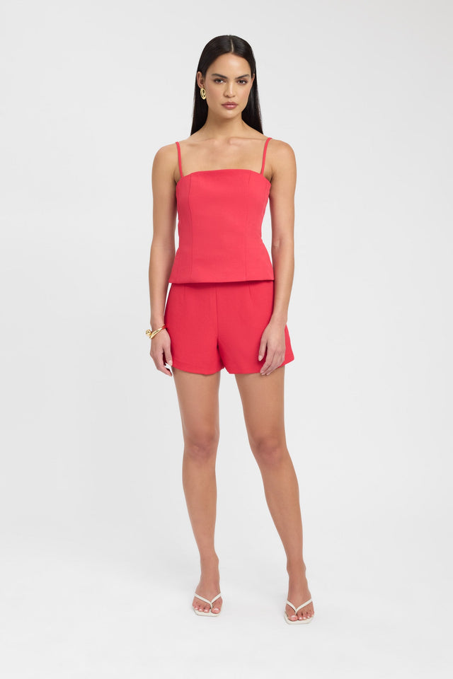 side Ariel Clasp Back Top Kookai Fitted Squareneck Sleeveless Womens-Blouse 