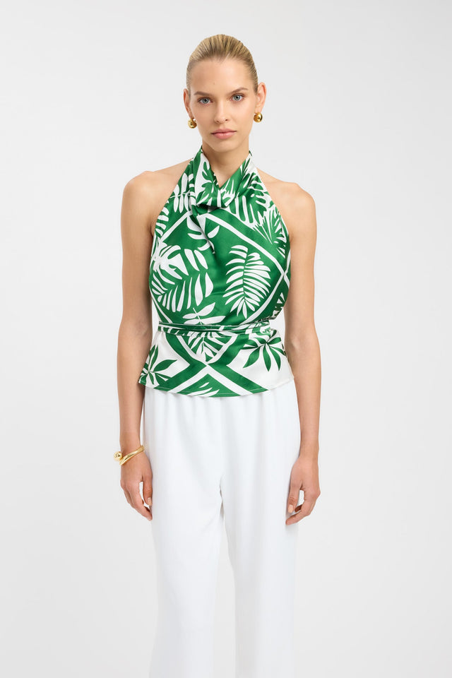 front Taormina Halter Top Kookai Fitted Cowlneck Sleeveless Womens-Blouse 