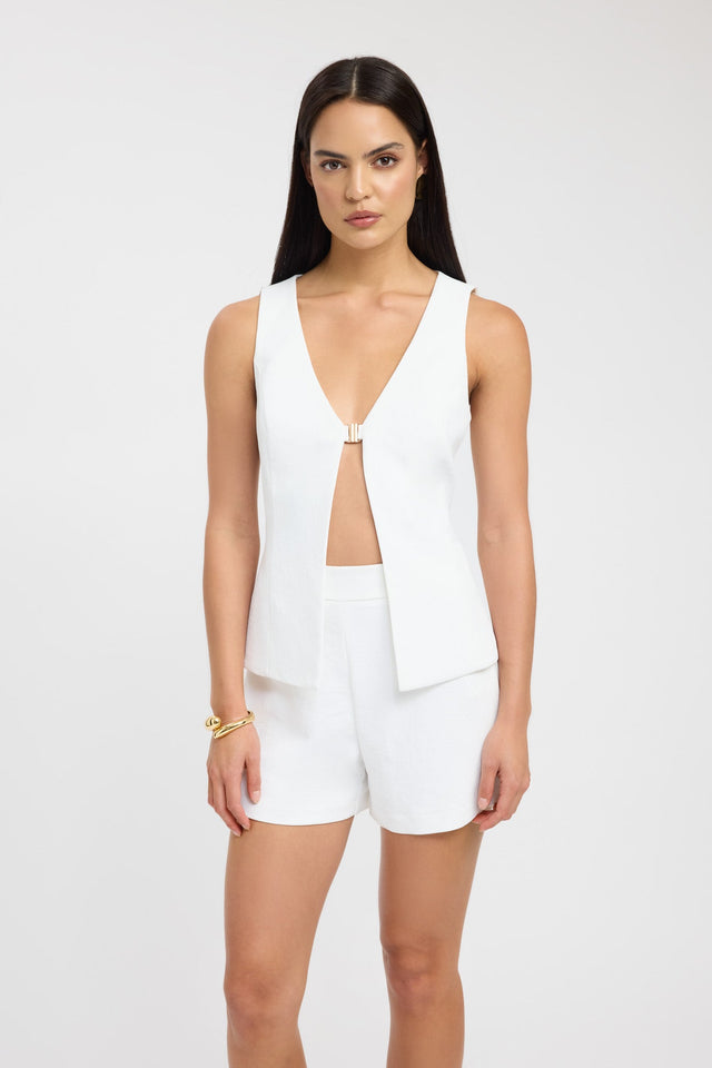 back Ariel Vee Top Kookai Fitted Plungeneck Sleeveless Womens-Blouse 