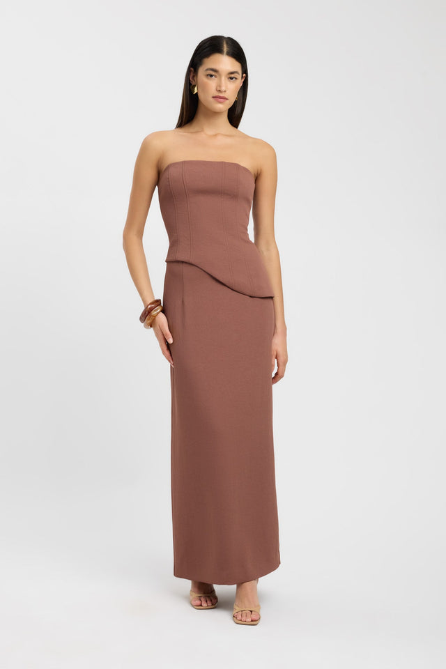 side Oyster Midi Skirt Kookai Straight Maxi beige womens-skirts 