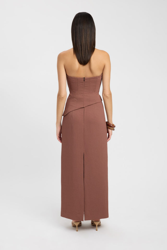 back Oyster Midi Skirt Kookai Straight Maxi beige womens-skirts 