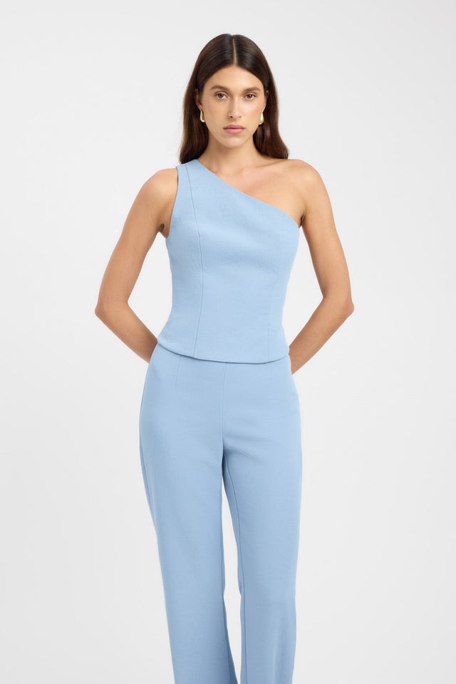 front Ariel One Shoulder Top Kookai Fitted Asymmetry Sleeveless Womens-Blouse 