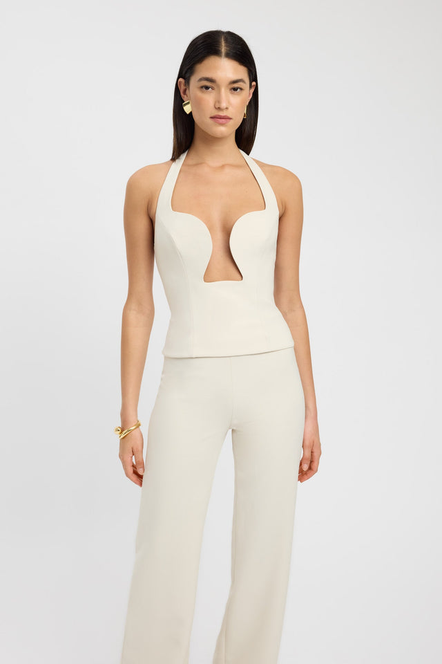 front Alto Low Cut Top Kookai Fitted Plungeneck Sleeveless Womens-Blouse 