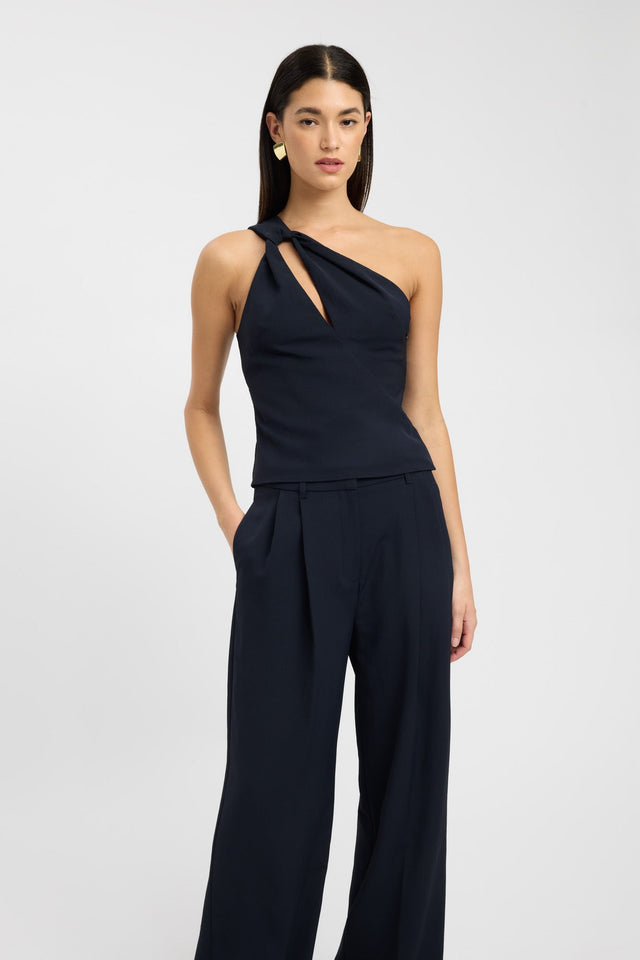 front Opal Knot Top Kookai Fitted Asymmetry Sleeveless Womens-Blouse 