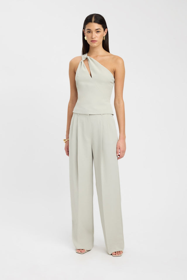 side Opal Knot Top Kookai Fitted Asymmetry Sleeveless Womens-Blouse 