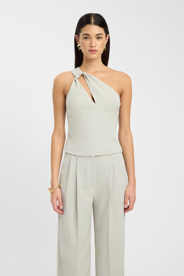 front Opal Knot Top Kookai Fitted Asymmetry Sleeveless Womens-Blouse 