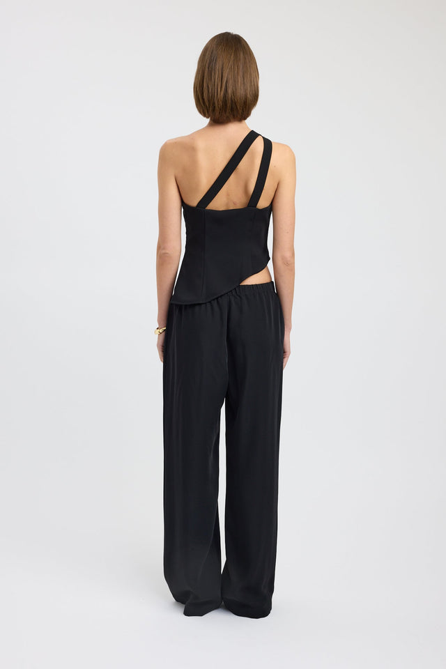 back Maria One Shoulder Top Kookai Fitted Asymmetry Sleeveless Womens-Blouse 
