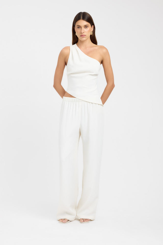 front Maria One Shoulder Top Kookai Fitted Asymmetry Sleeveless Womens-Blouse 