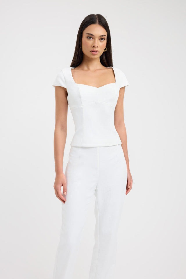 front Oyster Short Sleeve Top Kookai Fitted Sweetheart Short sleeves Womens-Blouse 