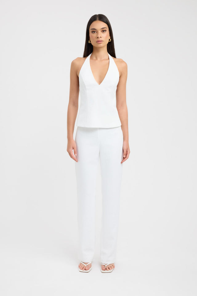 side Ariel Deep Vee Top Kookai Fitted V-neck Sleeveless Womens-Blouse 