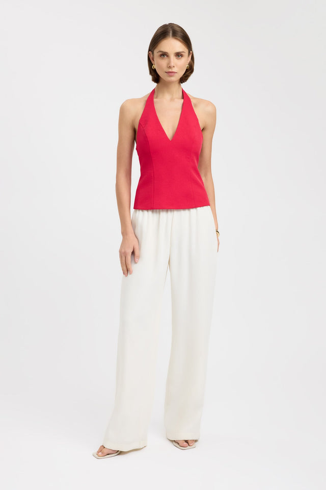 front Ariel Deep Vee Top Kookai Fitted V-neck Sleeveless Womens-Blouse 