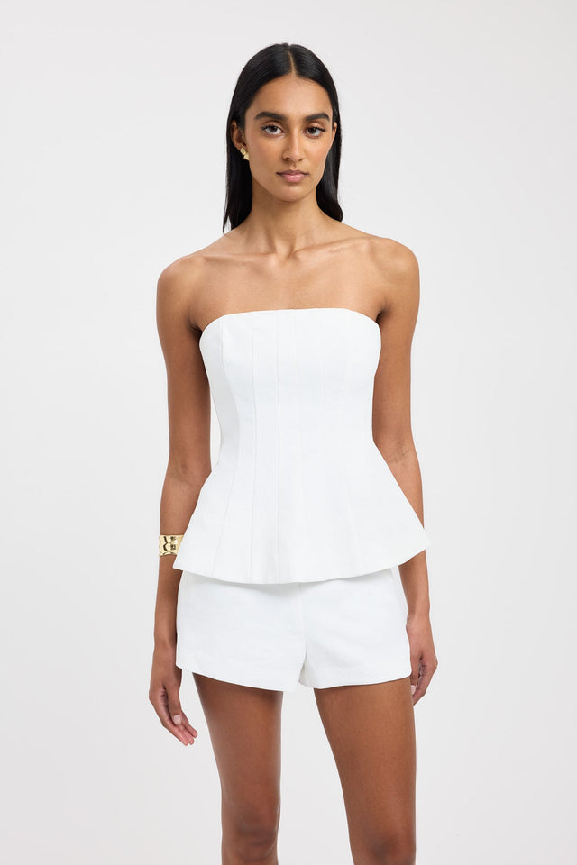 front Oyster Strapless Seam Top Kookai Fitted Straight Sleeveless Womens-Blouse 