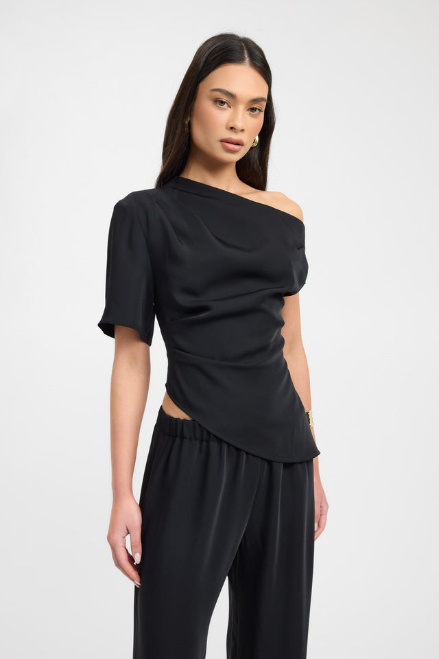 side Maria Asymmetric Top Kookai Fitted Sweetheart Half sleeves Womens-Blouse 