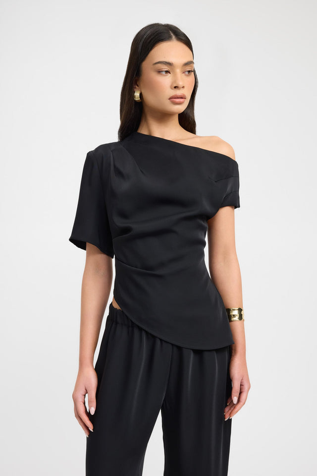 side Maria Asymmetric Top Kookai Fitted Sweetheart Half sleeves Womens-Blouse 