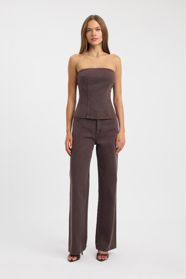 front Piper Corset Kookai Fitted Straight Sleeveless Womens-Blouse 