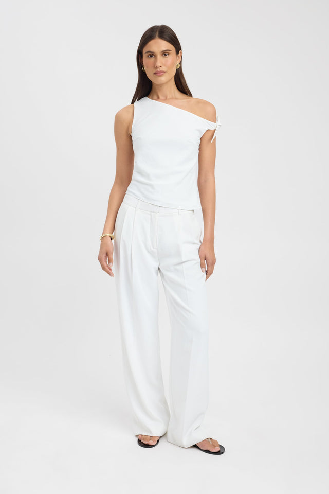 front Opal Side Tie Top Kookai Relaxed Asymmetry Sleeveless Womens-Blouse 