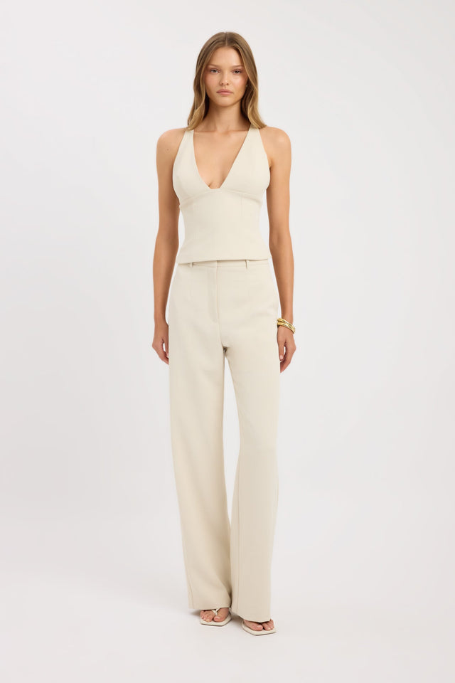 side Ariel Cross Back Top Kookai Fitted Plungeneck Sleeveless Womens-Blouse 