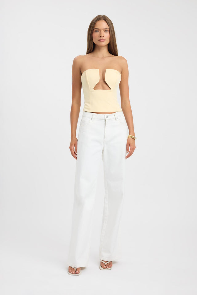 side Ariel Low Cut Top Kookai Fitted Sweetheart Sleeveless Womens-Blouse 