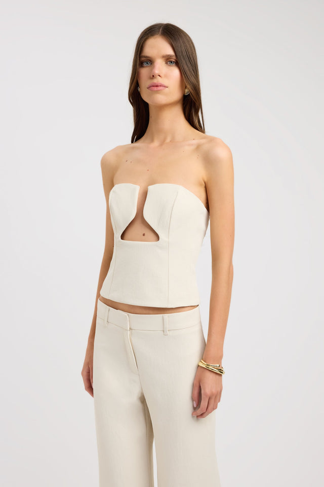 front Ariel Low Cut Top Kookai Relaxed Plungeneck Sleeveless Womens-Blouse 
