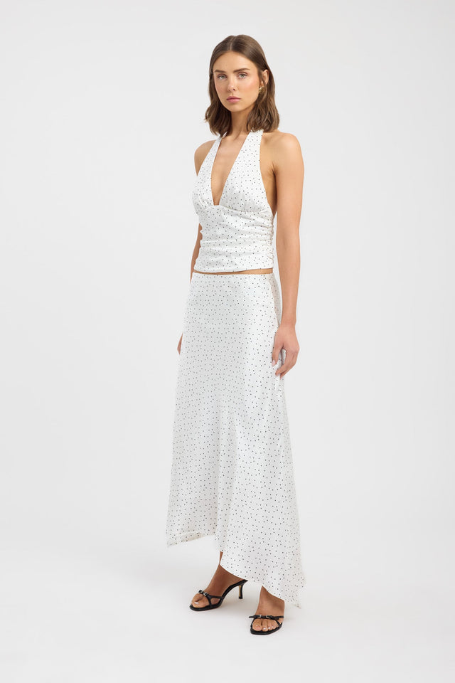 side Natalia Halter Top Kookai Fitted Plungeneck Sleeveless Womens-Blouse 