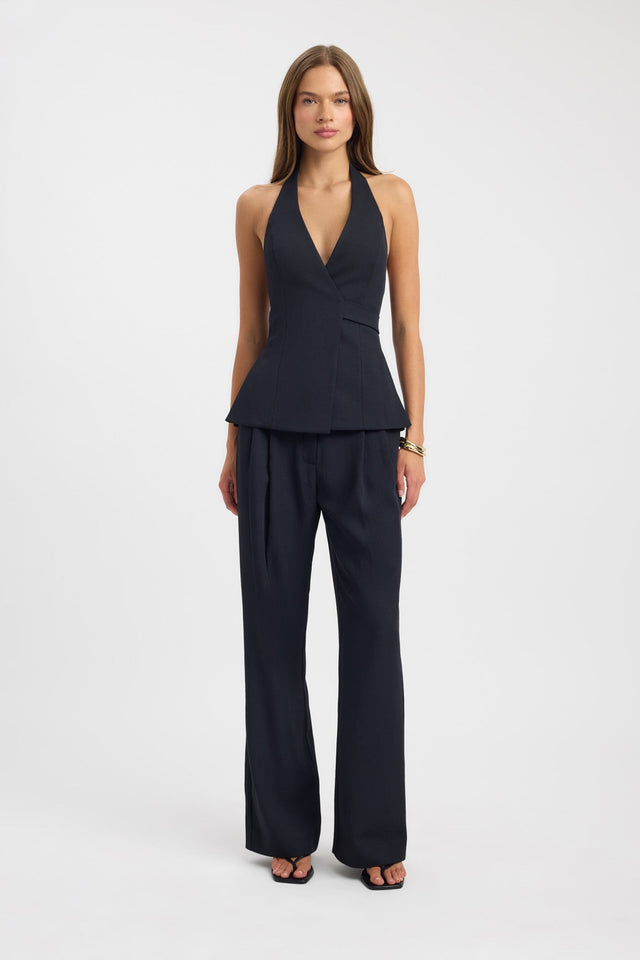 side Ariel Wrap Top Kookai Fitted Plungeneck Sleeveless Womens-Blouse 