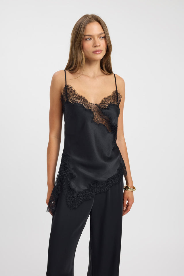 front Palermo Lace Top Kookai Relaxed Sweetheart Sleeveless Womens-Blouse 