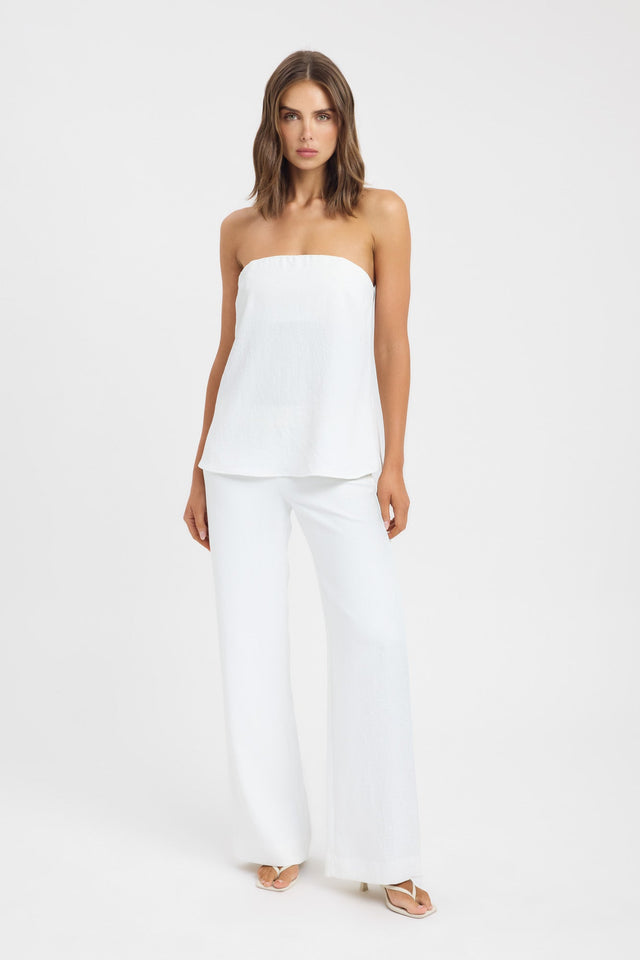 front Oyster Long Line Top Kookai Relaxed Straight Sleeveless Womens-Blouse 