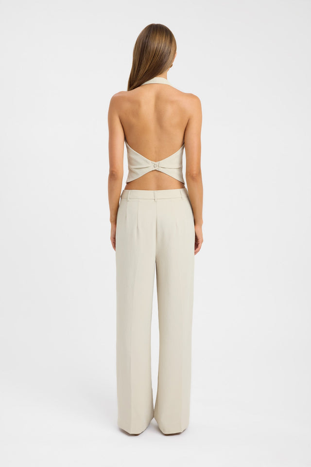back Opal Deep Vee Halter Top Kookai Fitted Highneck Sleeveless Womens-Blouse 