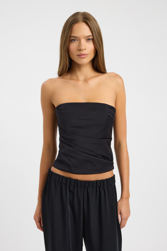 front Solona Gathered Bustier Top Kookai Fitted Straight Sleeveless Womens-Blouse 