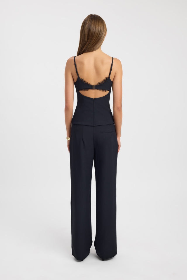 back Ariel Lace Top Kookai Fitted Sweetheart Sleeveless Womens-Blouse 