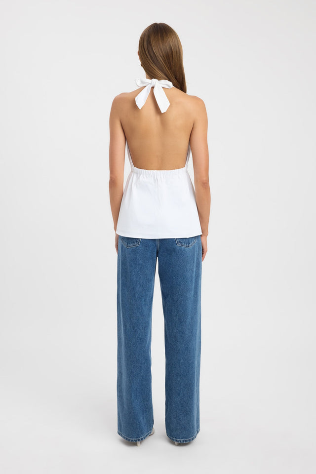 back Solana Plunge Top Kookai Fitted Squareneck Sleeveless Womens-Blouse 