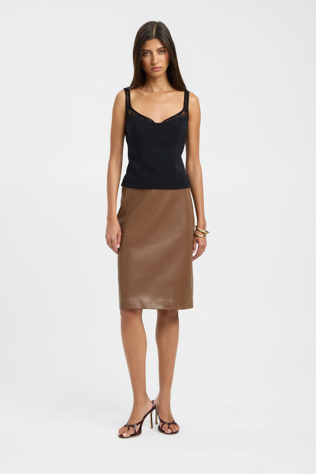 Astra Lace Top womens-blouse in black with fitted sweetheart neckline and sleeveless design front
