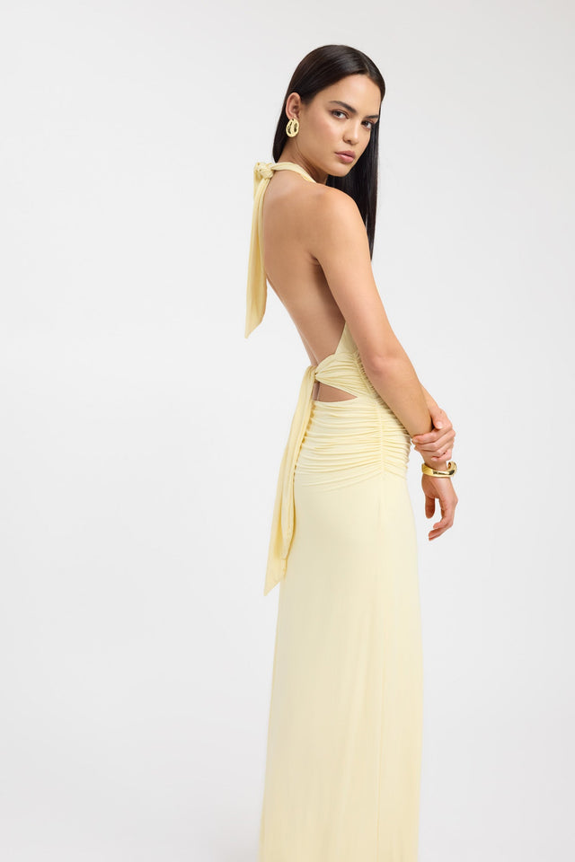 side Leni Maxi Dress Kookai Bodycon Maxi Fitted Plungeneck brown womens-dresses 