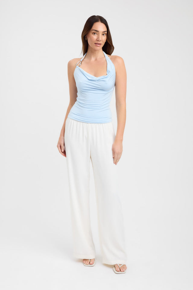 side Char Cowl Top Kookai Fitted Cowlneck Sleeveless Womens-Blouse 