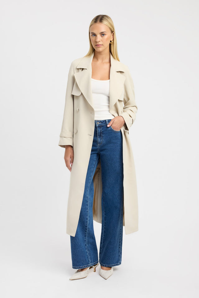 Opal Trench Kookai Long sleeve Trench-coat Full length beige womens-coats-and-jackets 