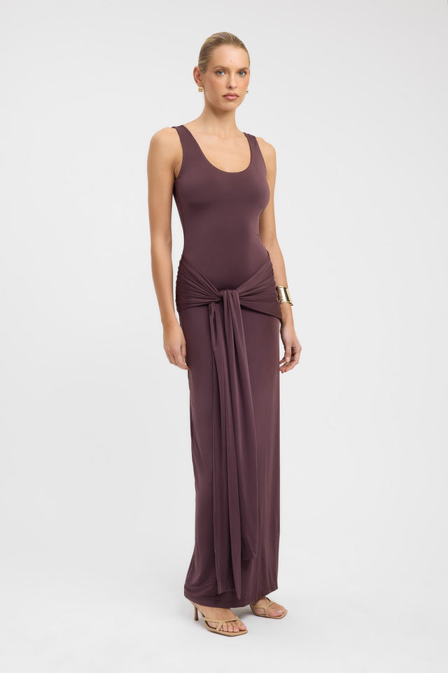 front Shara Maxi Dress Kookai Straight Maxi Fitted Scoopneck womens-dresses 