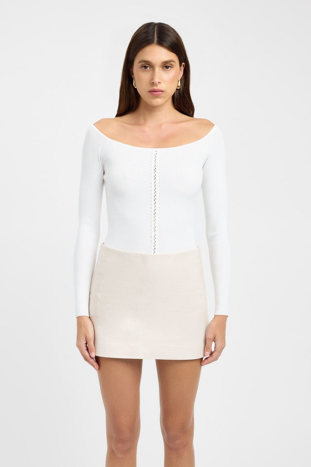 front Lola Lace Up Top Kookai Fitted Straight Long sleeve Womens-Blouse 