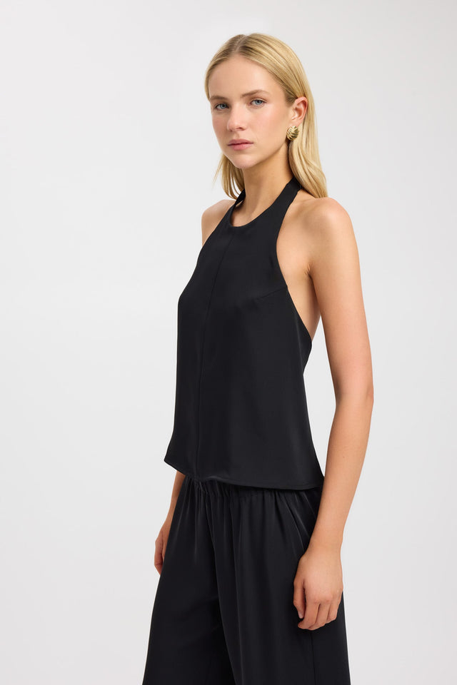 side Maria Buckle Top Kookai Relaxed Highneck Sleeveless Womens-Blouse 