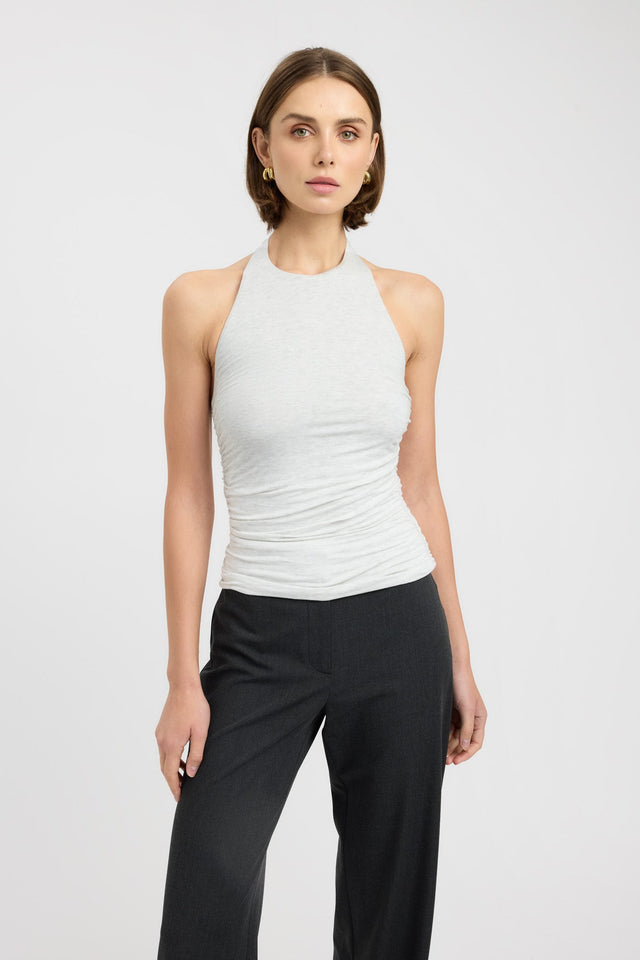 front Violet Top Kookai Fitted Roundneck Sleeveless Womens-Blouse 