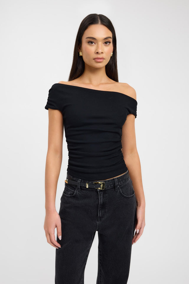 side Sloane Top Kookai Fitted Asymmetry Short sleeves Womens-Blouse 