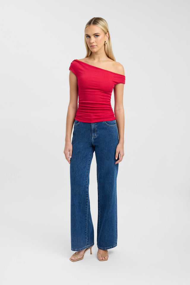 front Sloane Top Kookai Fitted Asymmetry Short sleeves Womens-Blouse 