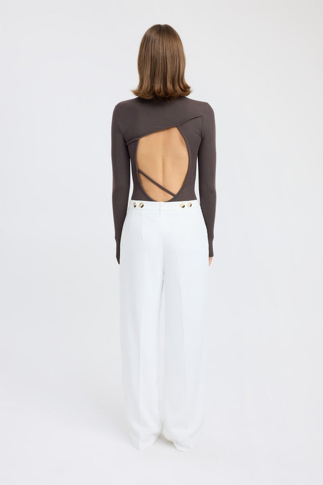 back Sage Bodysuit Kookai Fitted Roundneck Long sleeve Womens-Blouse 