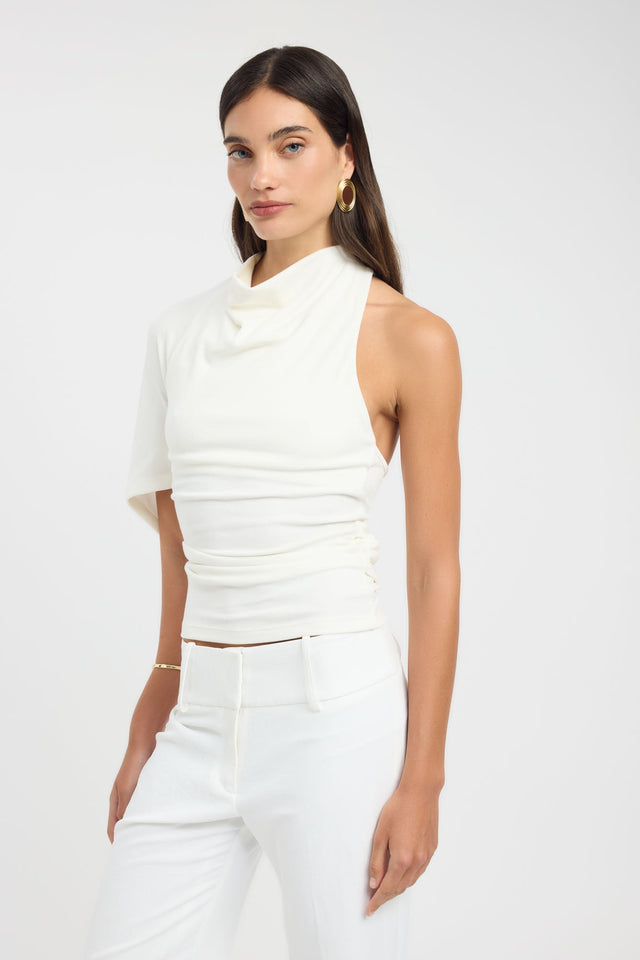 front Izia Cowl Top Kookai Fitted Cowlneck Half sleeves Womens-Blouse 