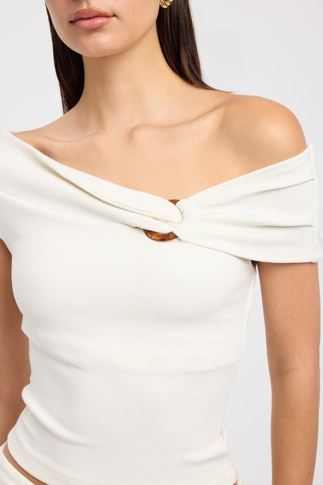 side Tatum Top Kookai Fitted Asymmetry Short sleeves Womens-Blouse 