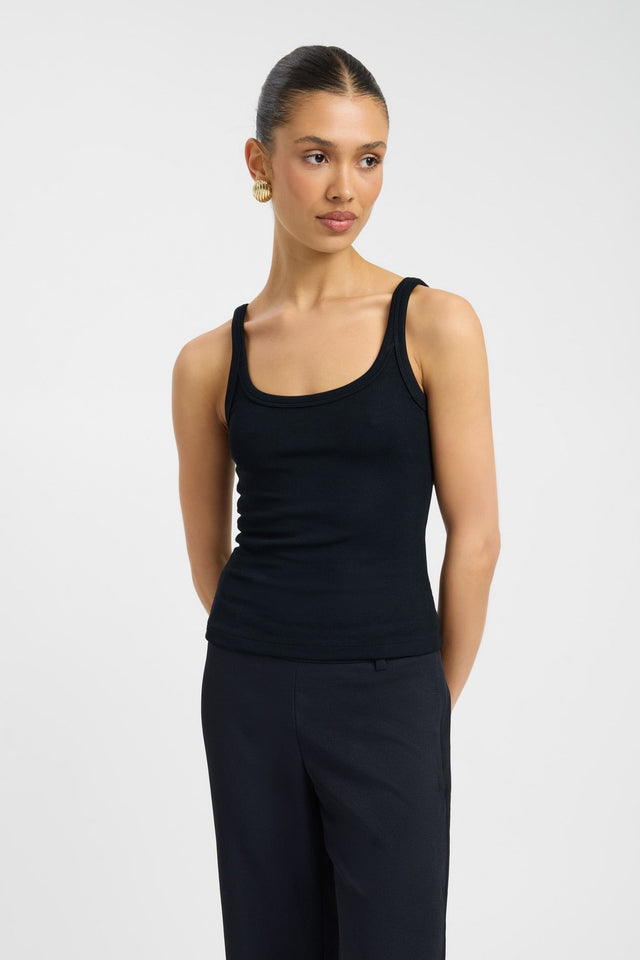 side Sienna Tank Kookai Fitted Squareneck Sleeveless Womens-Blouse 