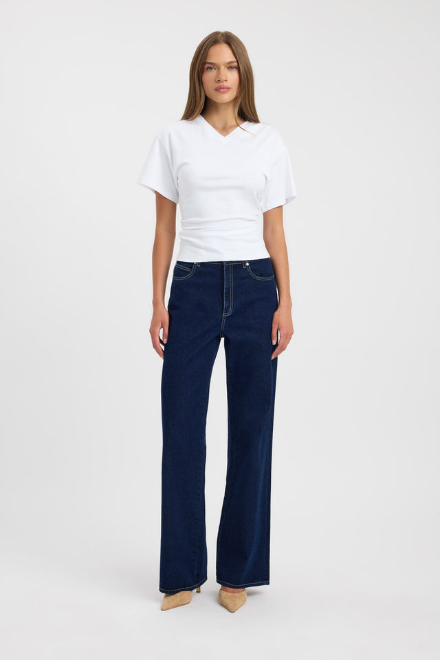 front Nova Vee Neck Tee Kookai Fitted V-neck Short sleeves Womens-Blouse 