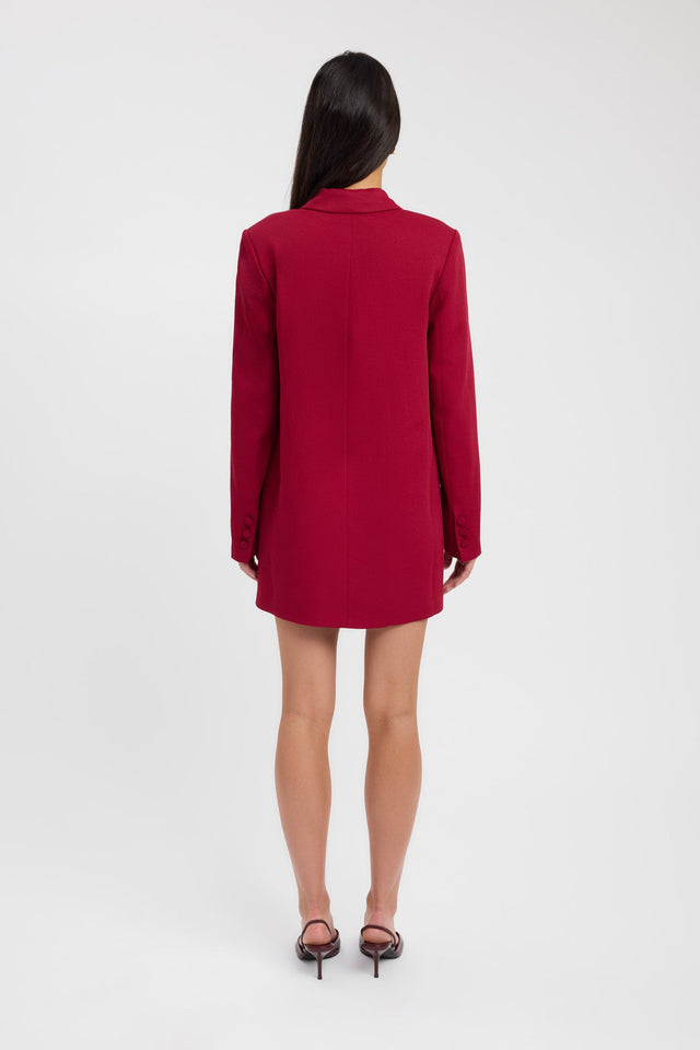 back Oyster Blazer Dress Kookai Straight Mini Fitted V-neck brown womens-dresses 