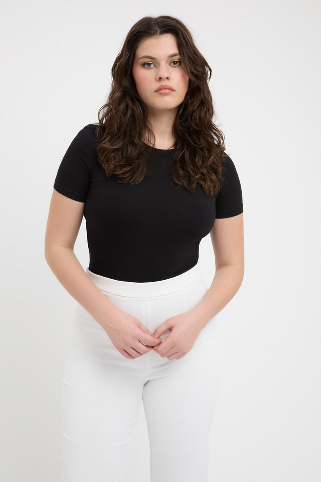 front Cruiser Crew Tee Kookai Crew neck Fitted black womens-tees 